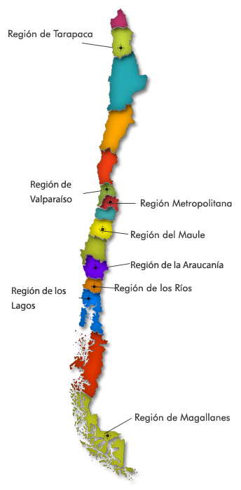 Mapa De Chile Con Sus 16 Regiones Buscar Con Google Mapa Politico De